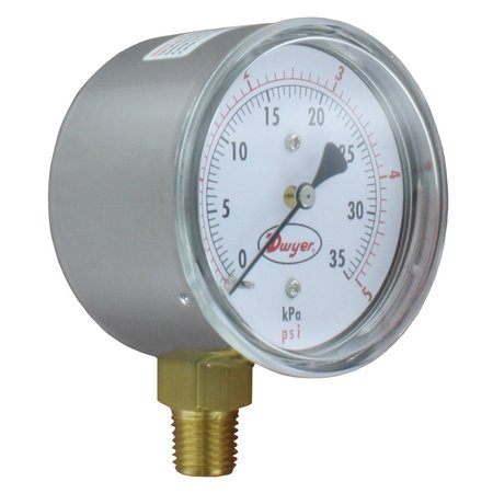 DWYER INSTRUMENTS Low Pressure Gauge, 1503750 Kpa LPG4-D7222N